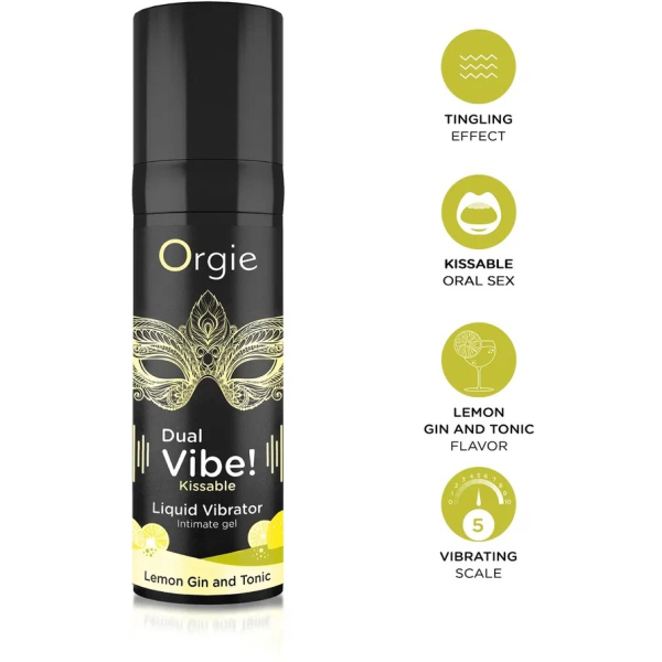 Съедобный жидкий вибратор со вкусом лимона и джин-тоника DUAL VIBE! KISSABLE 15 мл