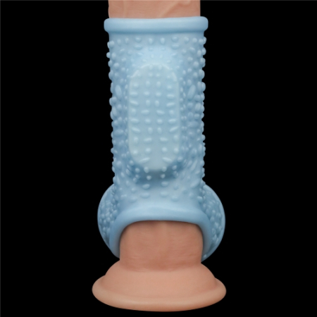 Рельефная вибронасадка на пенис и мошонку Vibrating Drip Knights Ring with Scrotum Sleeve