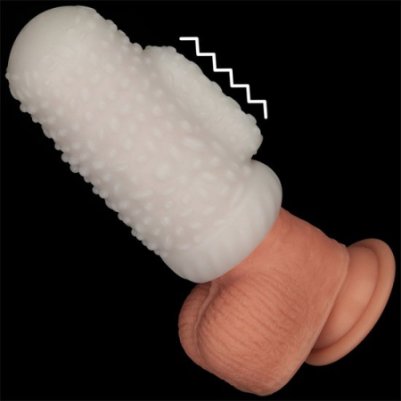 Рельефная вибронасадка на пенис Knights Ring Vibrating Dual Purpose Sleeve-Drip