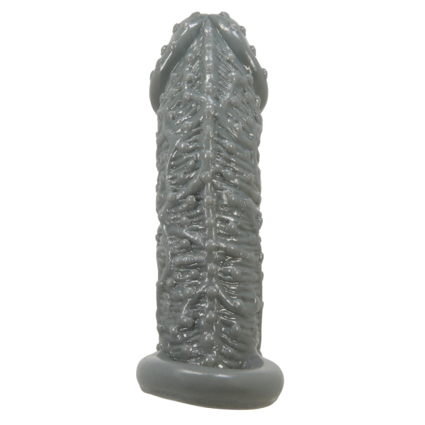 Увеличивающая насадка на пенис с рельефом серая Pretty Love Realistic Penis Sleeve Fogg