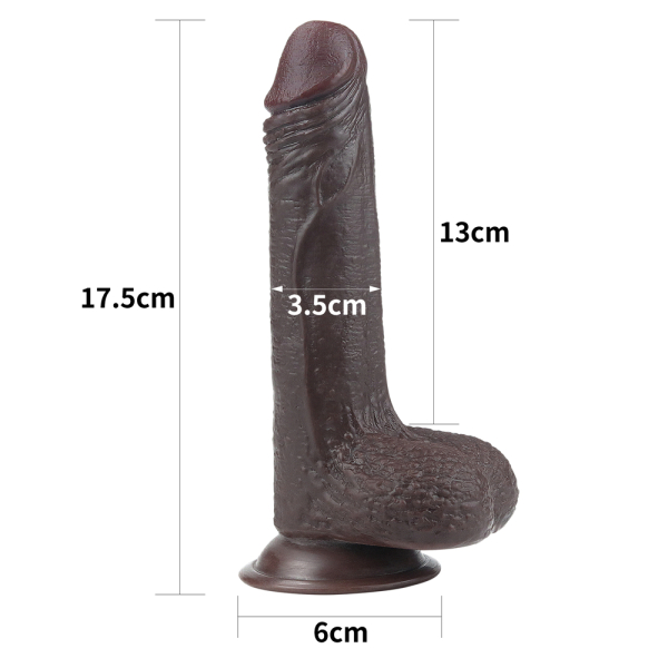 Фаллоимитатор с мошонкой на присоске коричневый Sliding Skin Dual Layer Dong 17,5 см