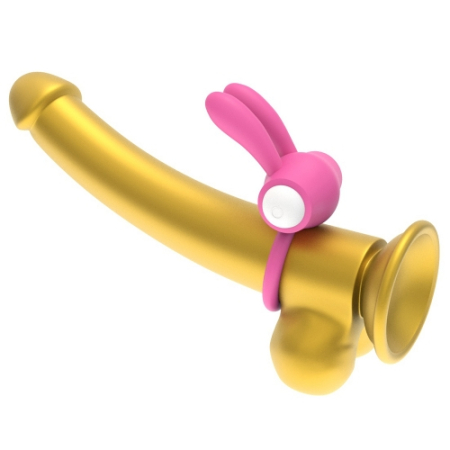 Розовое виброкольцо Power Clit Cockring Rabbit