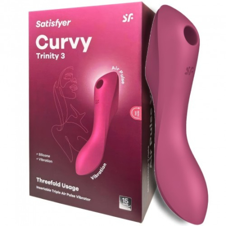 Вакуумный вибростимулятор для клитора и точки G красный Curvy Trinity 3 Satisfyer 