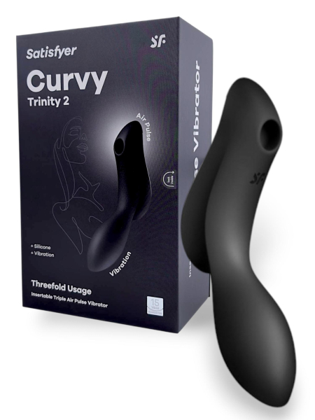 Вакуумный вибростимулятор для клитора и точки G черный Curvy Trinity 2 Satisfyer (EU+World version)