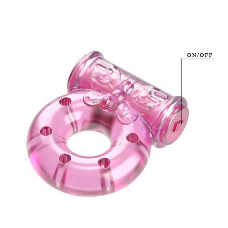 Эрекционное кольцо с вибрацией Baile Pink Butterfly Ring