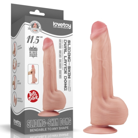 Реалистичный фаллоимитатор на присоске Sliding-Skin Dual Layer Dong 29 см