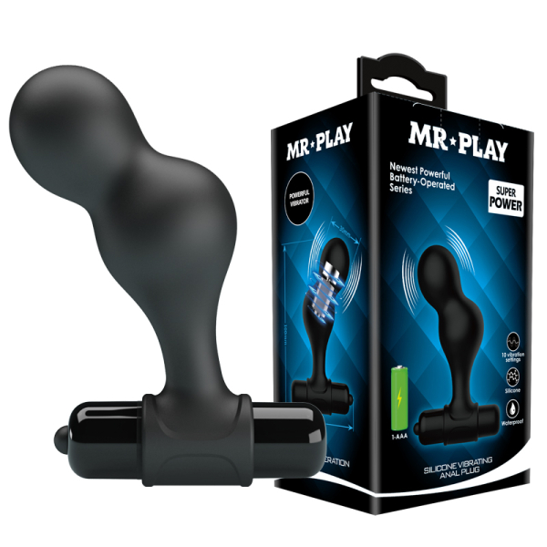 Анальная втулка с вибрацией черная Mr. Play