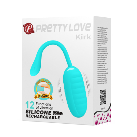 Перезаряжаемое виброяйцо рельефное Pretty Love Kirk голубое