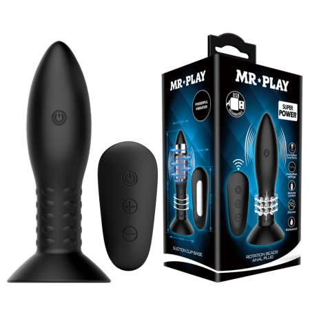 Анальная пробка с вращающимися бусинами и пультом управления Mr Play Baile
