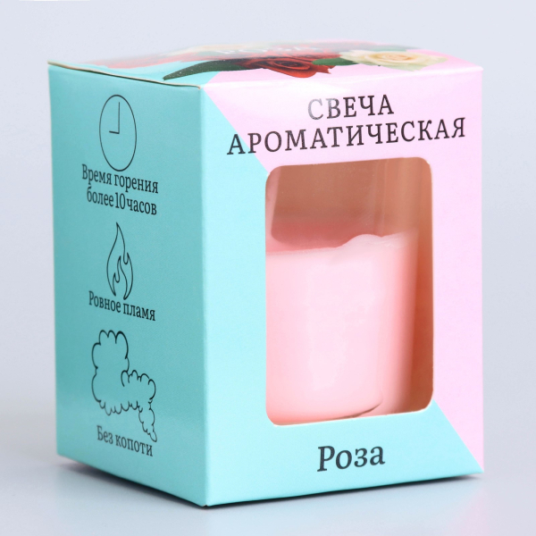 Свеча ароматическая в стекле роза (5*6см)