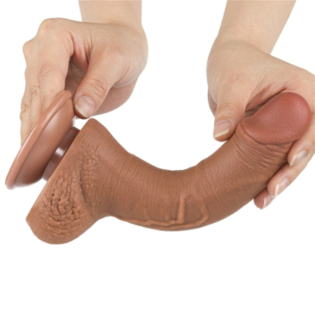 Реалистичный фаллоимитатор на присоске Sliding Skin Dual Layer Dong 19,5 см