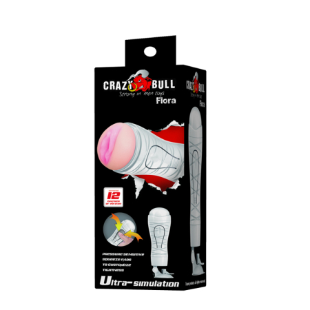 Реалистичный мастурбатор в колбе с вибрацией Crazy Bull Flora
