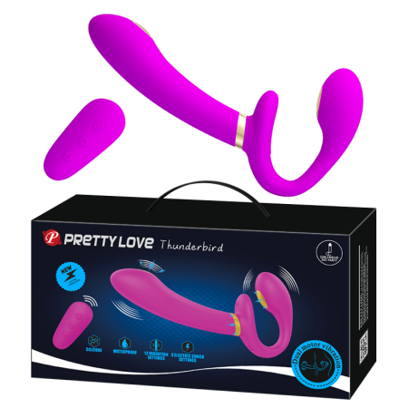 Безремневой страпон с вибрацией и пультом Pretty Love Thunderbird