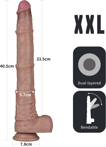 Реалистичный фаллоимитатор гигант двухслойный Dual Cock XXL 40 см