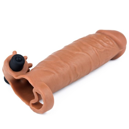 Удлиняющая насадка на пенис с вибрацией мулат X-Tender Penis Sleeve + 5 см
