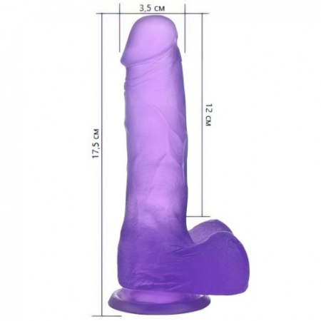 Фиолетовый фаллос Jelly Studs Crystal Dildo Medium 18 см