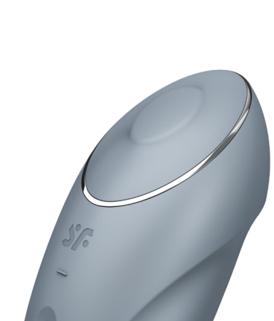 Клиторальный вибростимулятор с пульсацией серо-голубой Tap аnd Climax 1 Satisfyer
