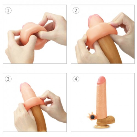 Насадка на пенис с вибрацией Revolutionary Silicone Nature Extender + 5 см