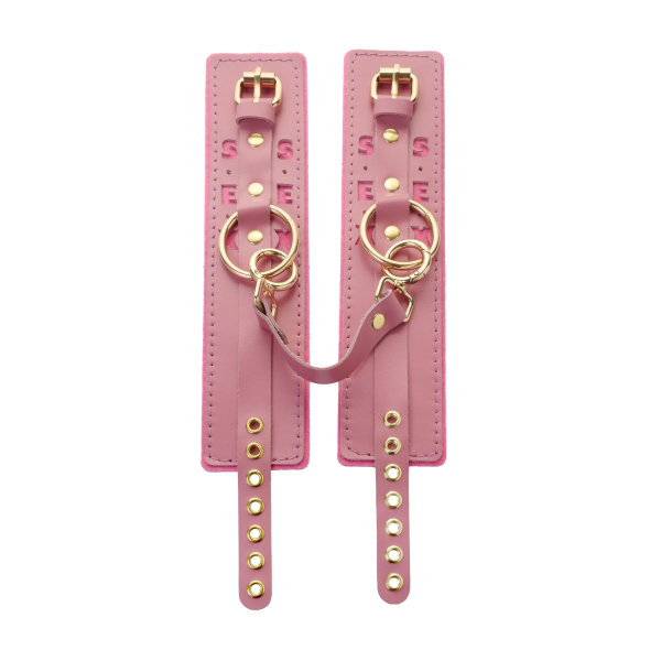 Оковы розовые с надписью SEX (фетр, золото) Crazy Handmade