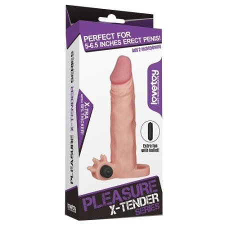 Удлиняющая насадка на пенис с вибрацией X-Tender Penis Sleeve + 6 см