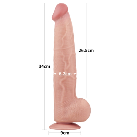 Реалистичный фаллоимитатор на присоске Sliding Skin Dual Layer Dong 34 см