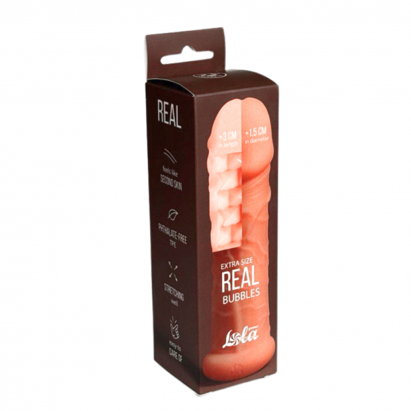 Фаллоудлинитель с двусторонним рельефом Real Extra Size Bubbles
