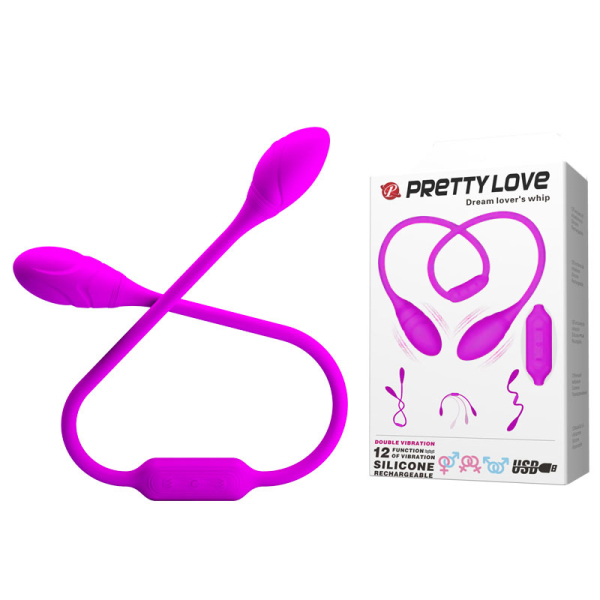 Гибкий двойной вибратор-«кнут» для пар Pretty Love Dream Lover's Whip 