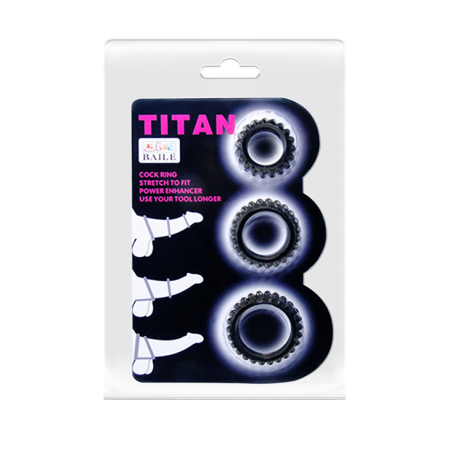 Набор рельефных эрекционных колец Baile Titan 3шт