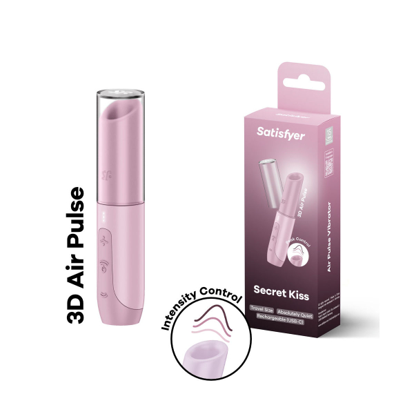 Бесконтактный вакуумный стимулятор клитора c 3D пульсацией розовый Secret Kiss Satisfyer 