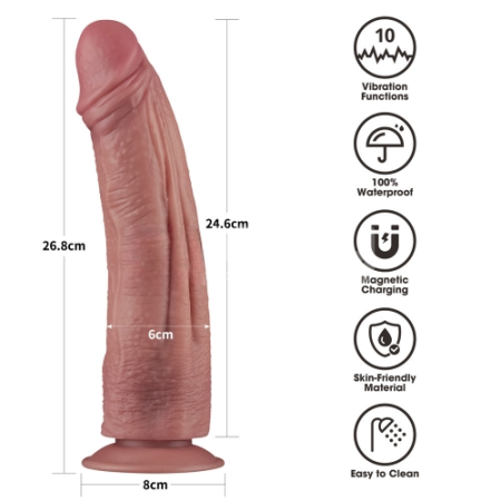 Реалистичный двухслойный вибратор Dual Density Power Cock 27 см