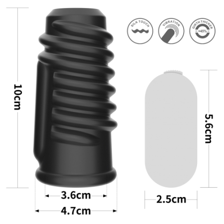 Рельефная вибронасадка на пенис Spiral Knights Ring (Black)