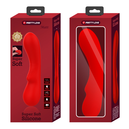 Перезаряжаемый изогнутый вибратор для точки G Pretty Love Matt Super Soft Silicone красный