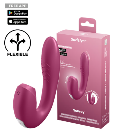 Смарт-вибратор с вакуумно-волновым стимулятором клитора розовый Sunray Satisfyer 