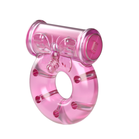 Эрекционное кольцо с вибрацией Baile Pink Butterfly Ring