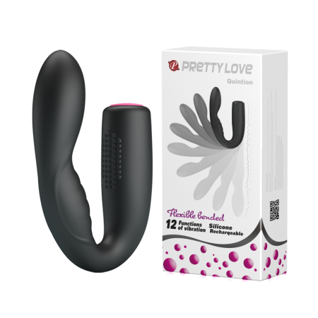 Гибкий вибратор для точки G и клитора Pretty Love Quinrion черный