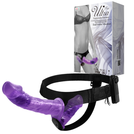 Страпон с вибрацией и вагинальной втулкой Baile Ultra Passionate Harness Violet