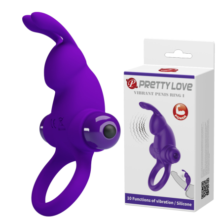Виброкольцо с клиторальным кроликом Pretty Love 