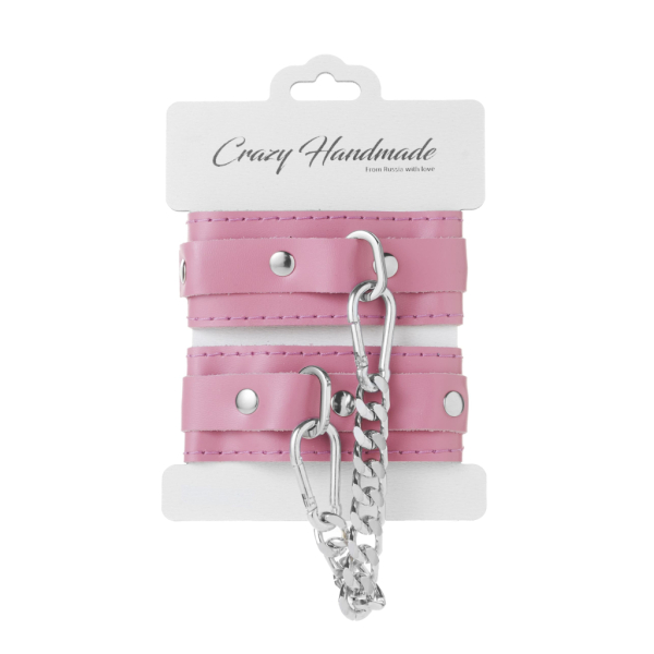 Оковы скругленные розовые с серебрянной цепочкой Crazy Handmade